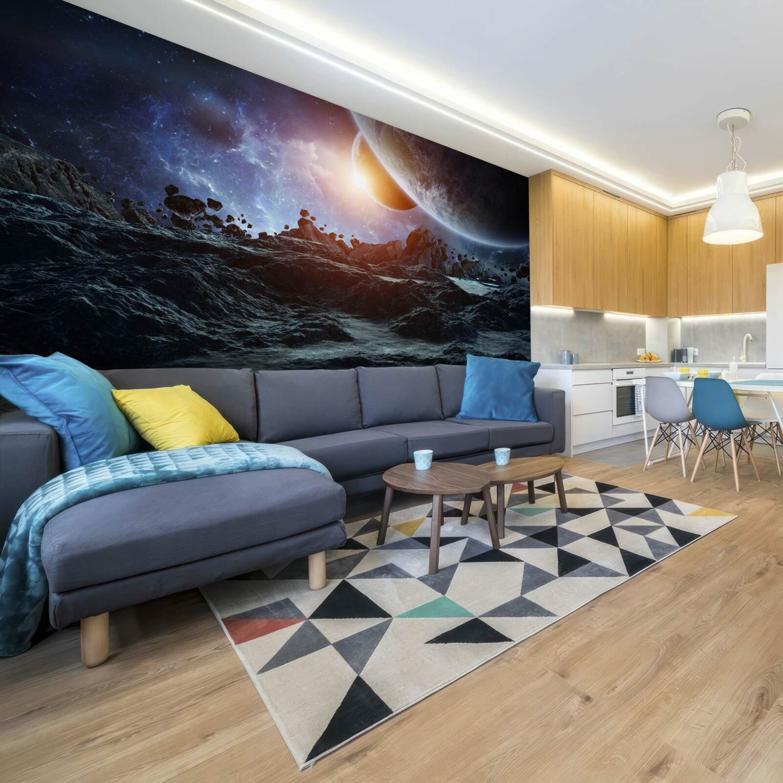 Fototapeta budúci svet s vesmírnymi planétami