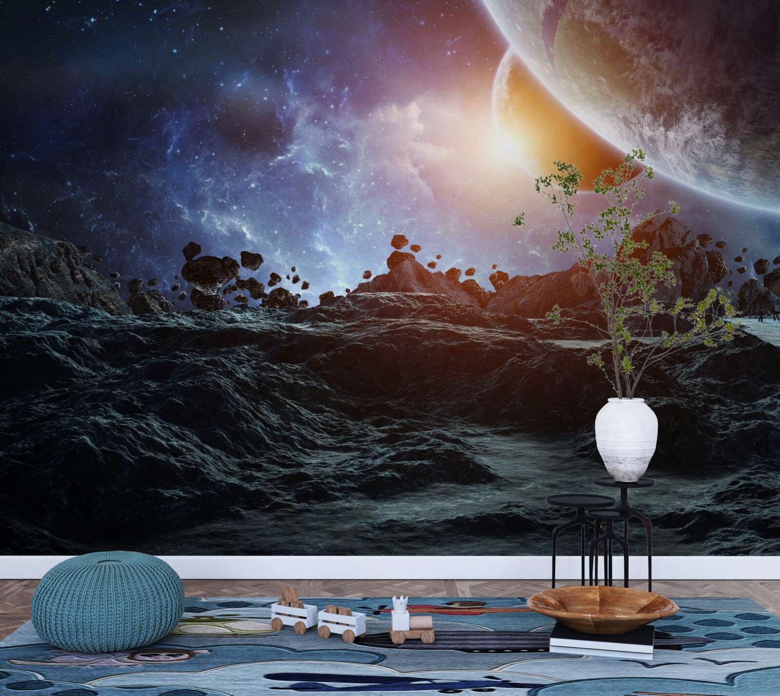 Fototapeta budúci svet s vesmírnymi planétami