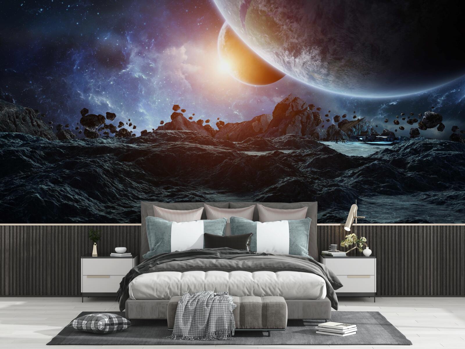 Fototapeta budúci svet s vesmírnymi planétami