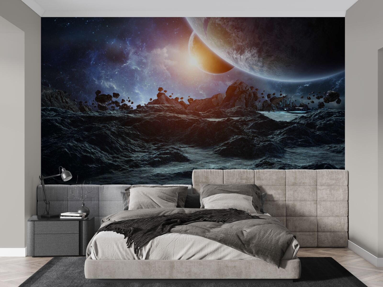 Fototapeta budúci svet s vesmírnymi planétami