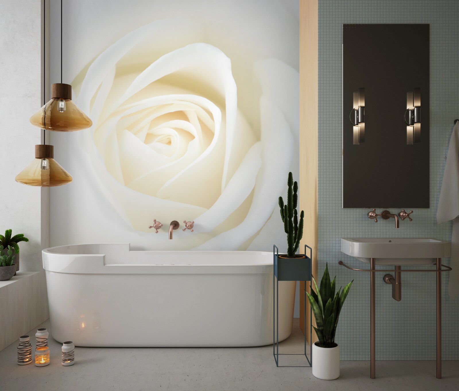 Fototapeta detailný záber na snehobiele púčiky ruží