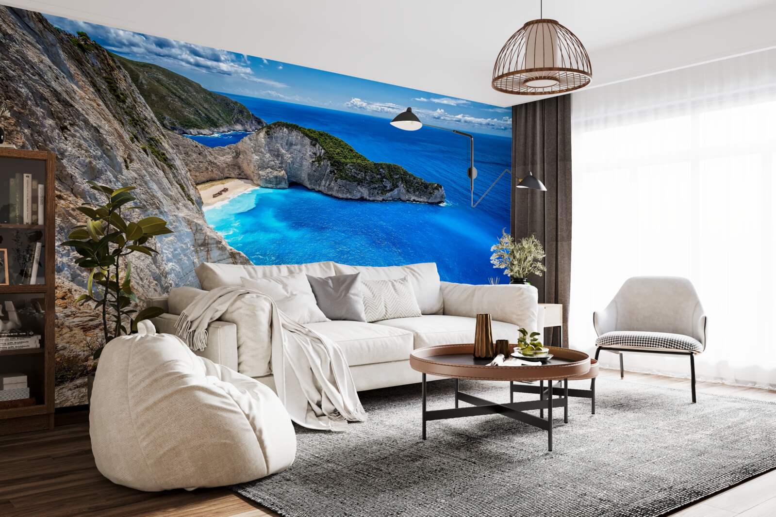 Fototapeta snehobiele pláže a tyrkysové vody na úpätí hôr