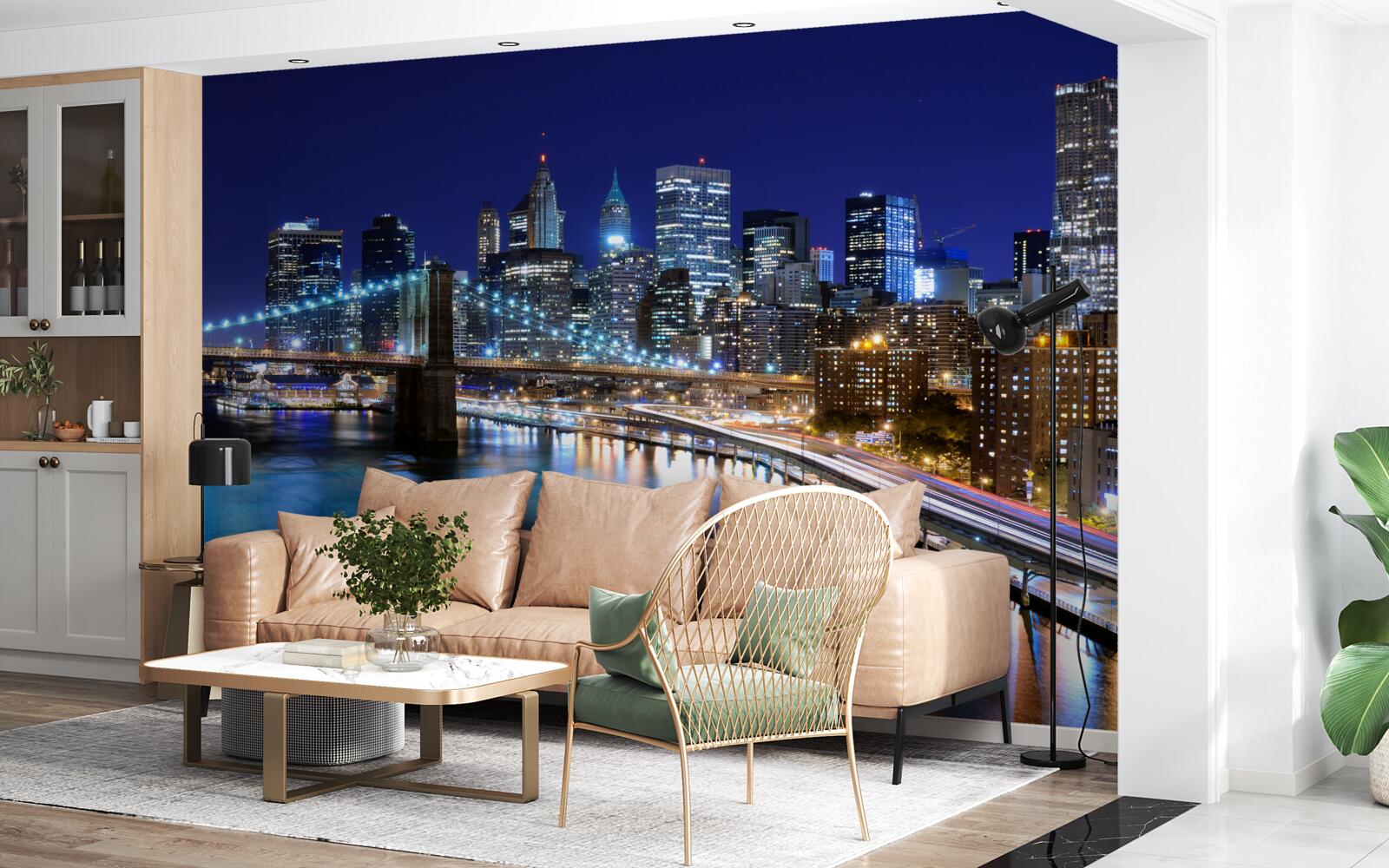 Fototapeta osvetlené nábrežie Manhattanu v noci