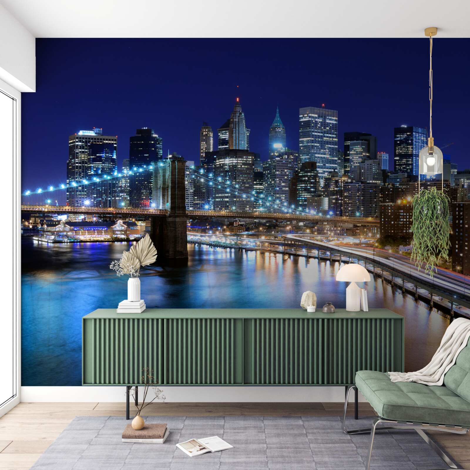 Fototapeta osvetlené nábrežie Manhattanu v noci