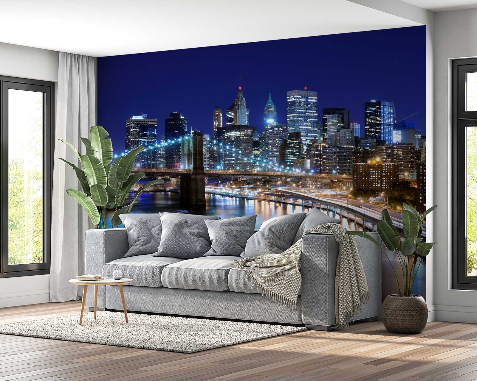 Fototapeta osvetlené nábrežie Manhattanu v noci