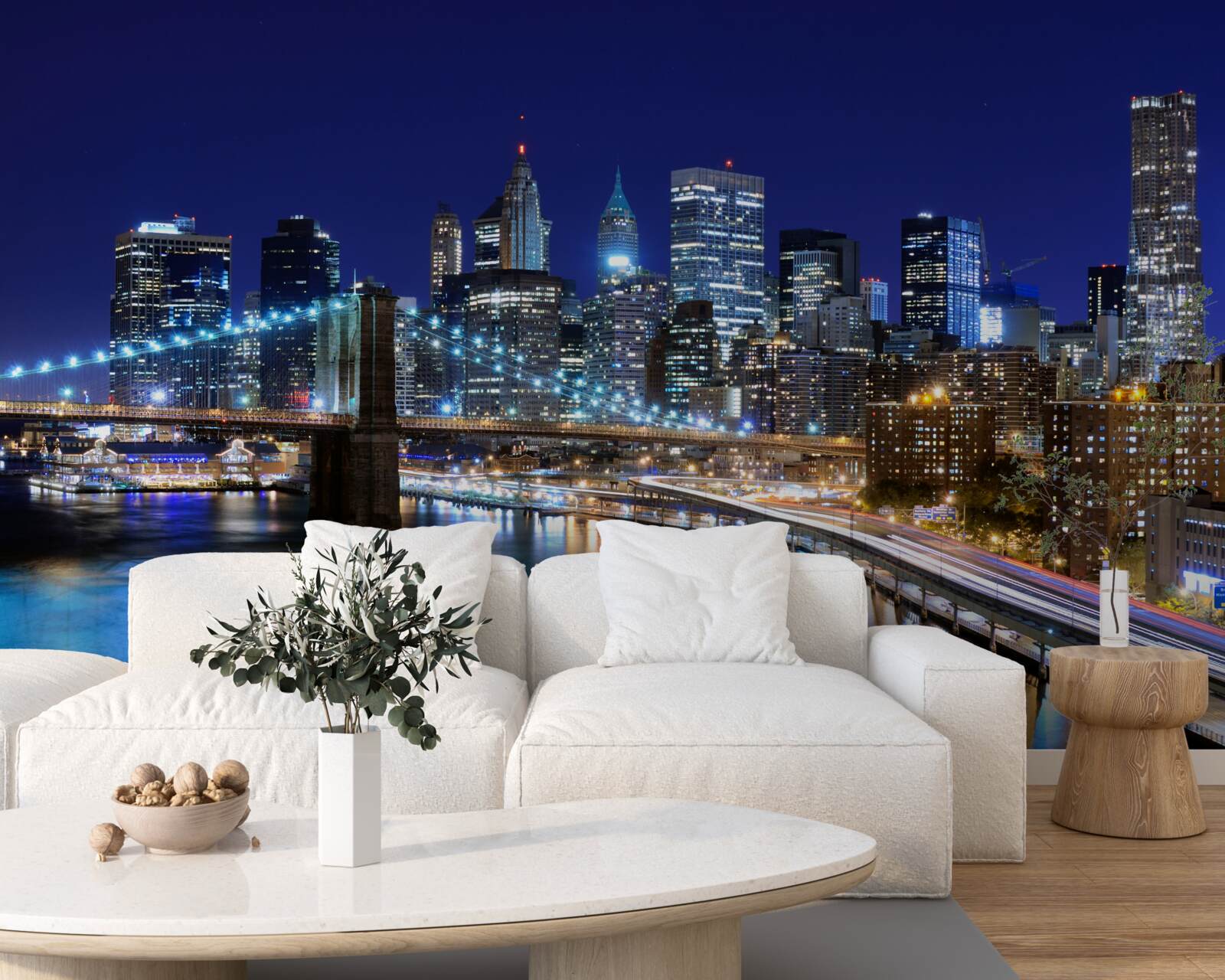 Fototapeta osvetlené nábrežie Manhattanu v noci