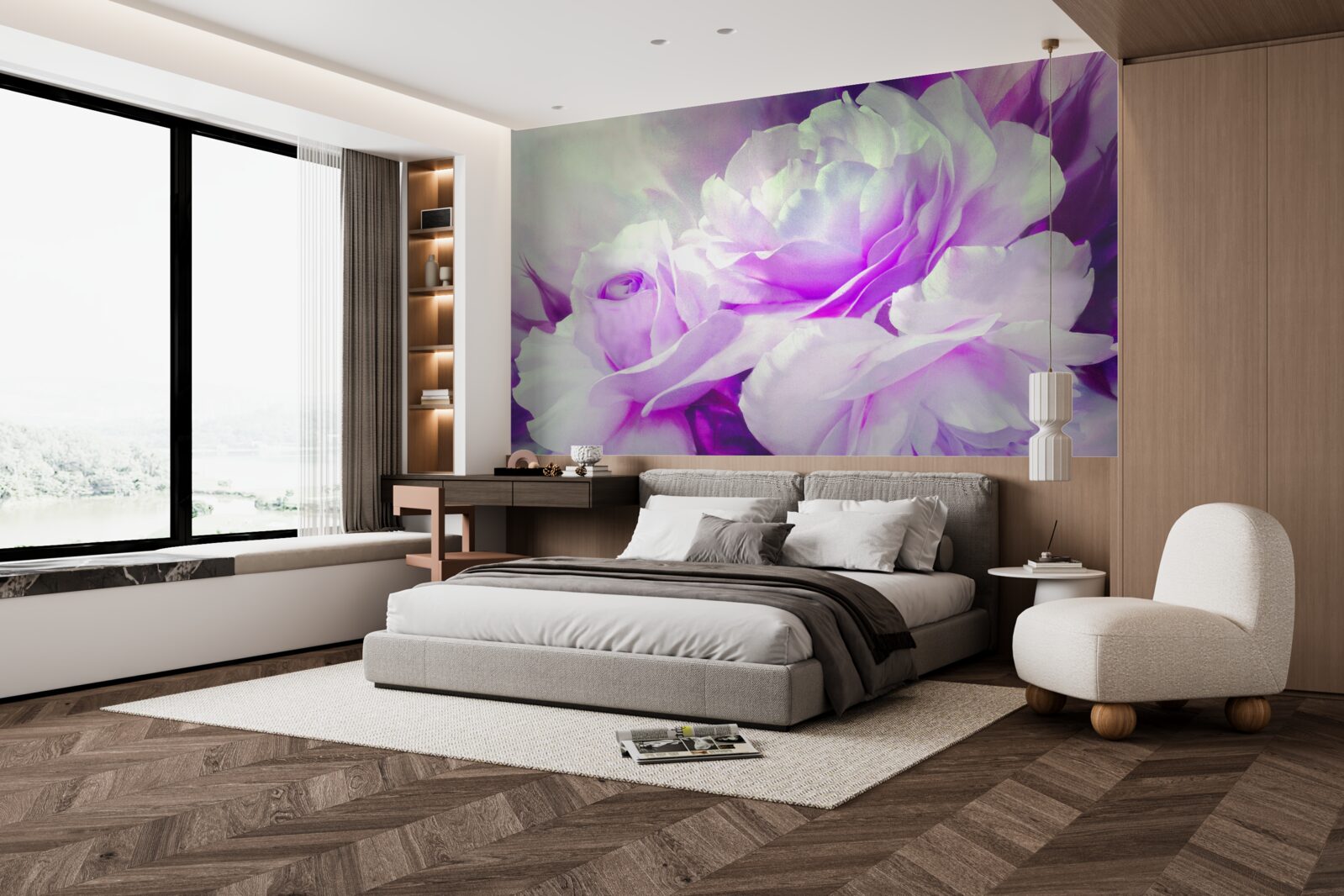 Fototapeta kvety sú biele s vláknitými tónmi a iskrami