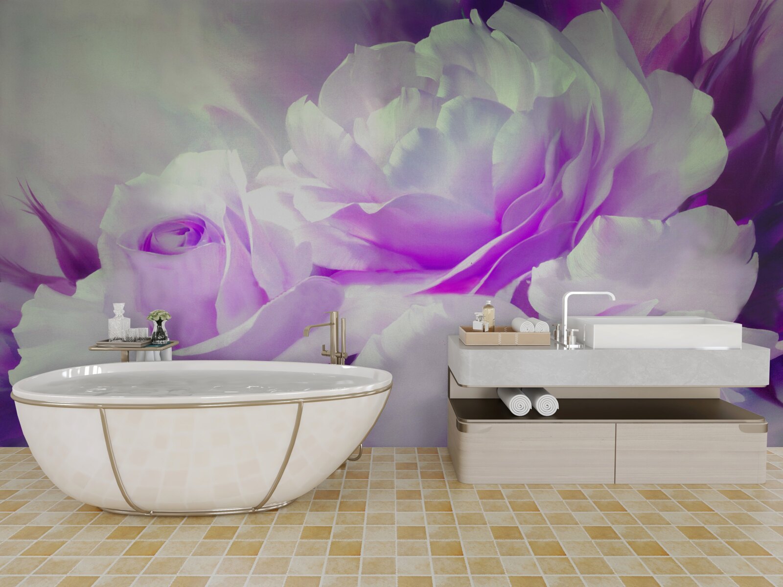 Fototapeta kvety sú biele s vláknitými tónmi a iskrami