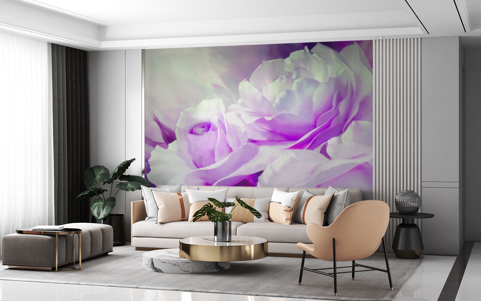 Fototapeta kvety sú biele s vláknitými tónmi a iskrami