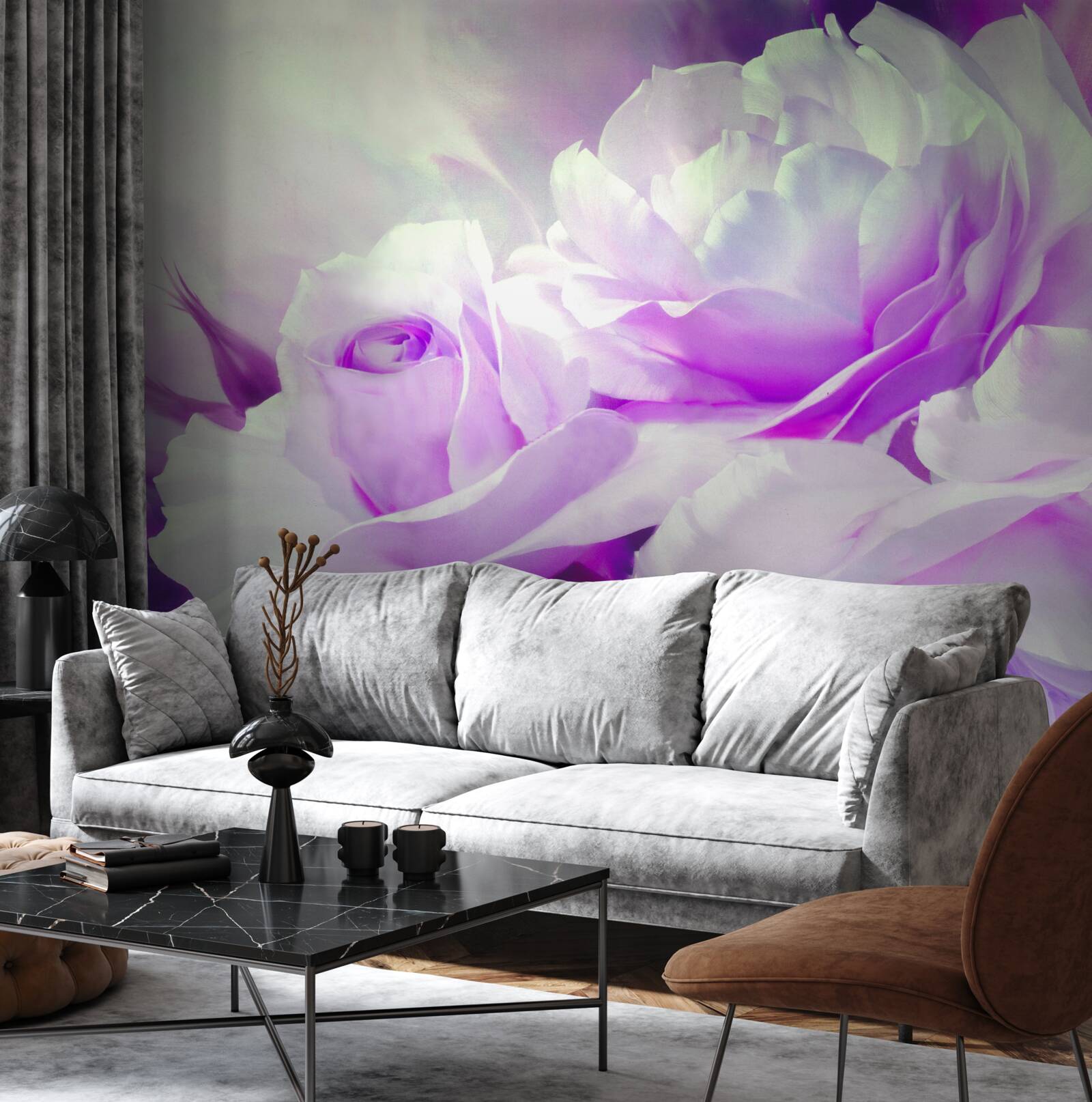 Fototapeta kvety sú biele s vláknitými tónmi a iskrami