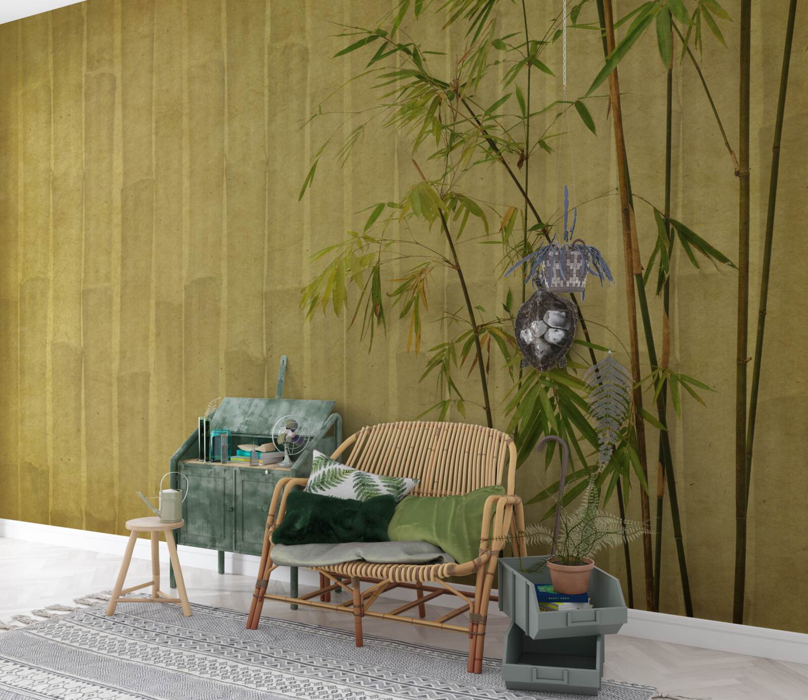 Fototapeta apikálne vetvy tropických rastlín sú umestnené na zvislej doskke