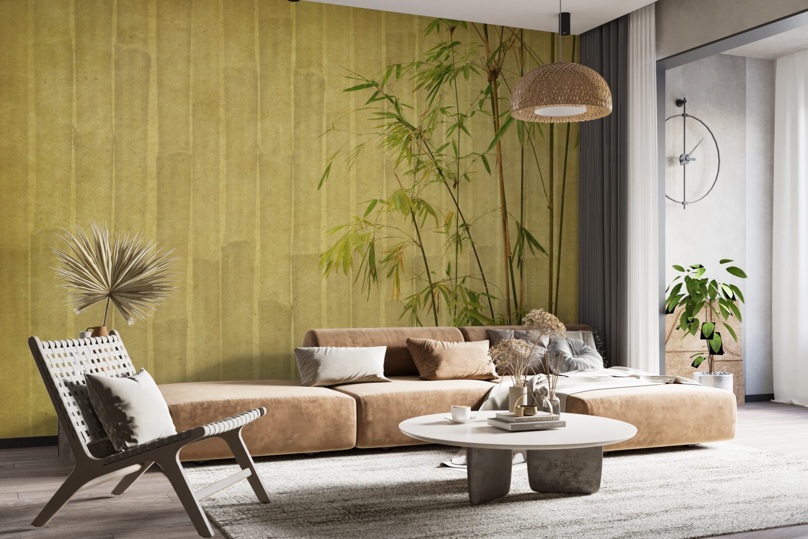 Fototapeta apikálne vetvy tropických rastlín sú umestnené na zvislej doskke