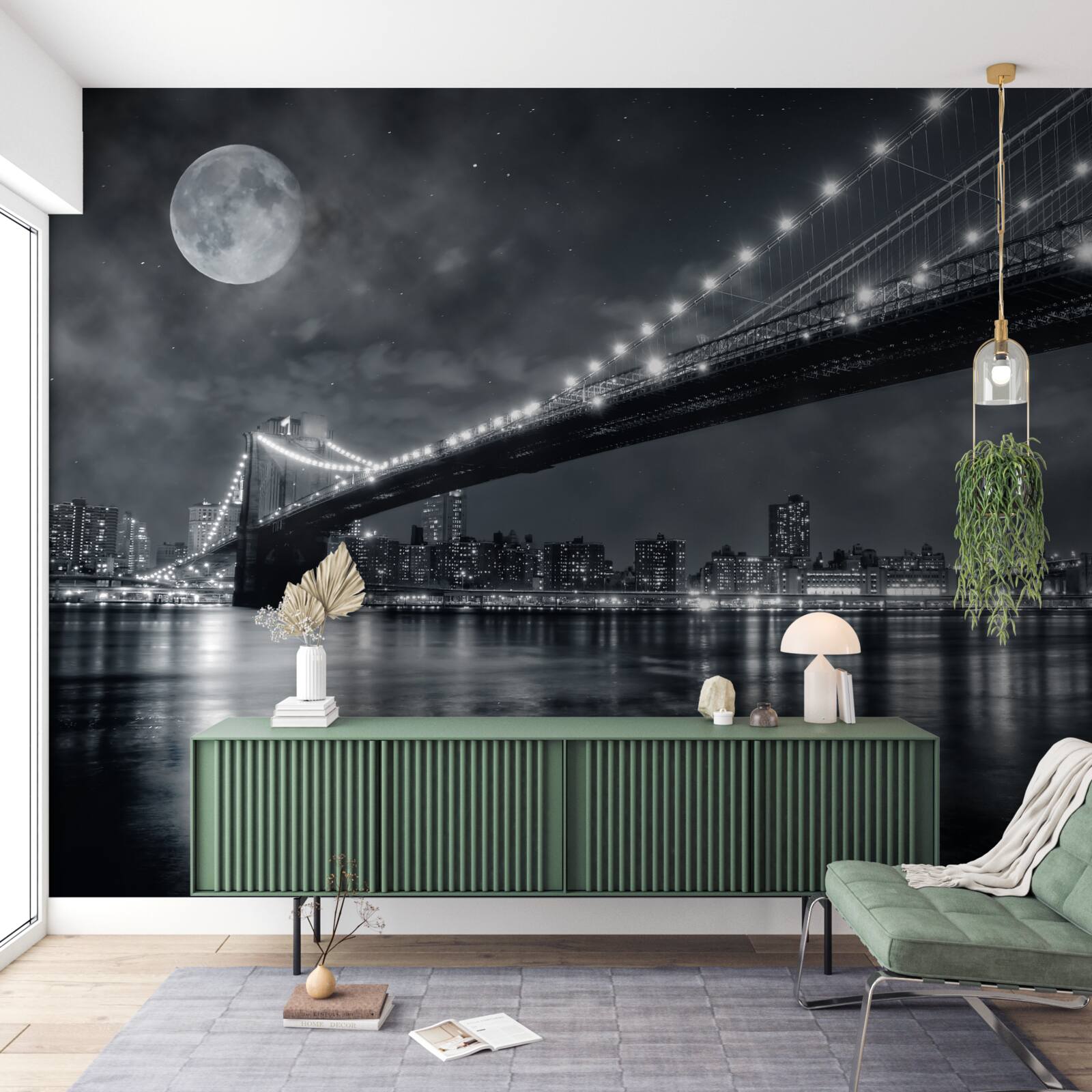 Fototapeta noci a osvetlený Manhattan Bridge