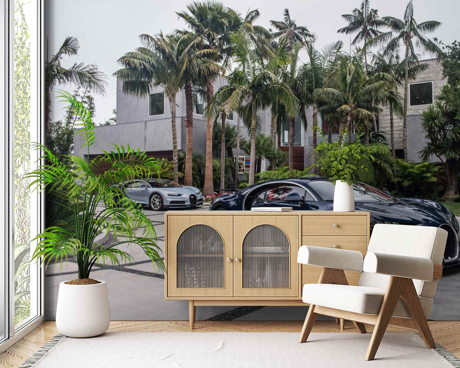 Fototapeta pred rezidenciou parkovali luxusné športové autá