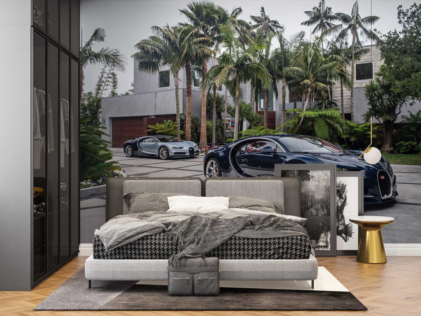 Fototapeta pred rezidenciou parkovali luxusné športové autá