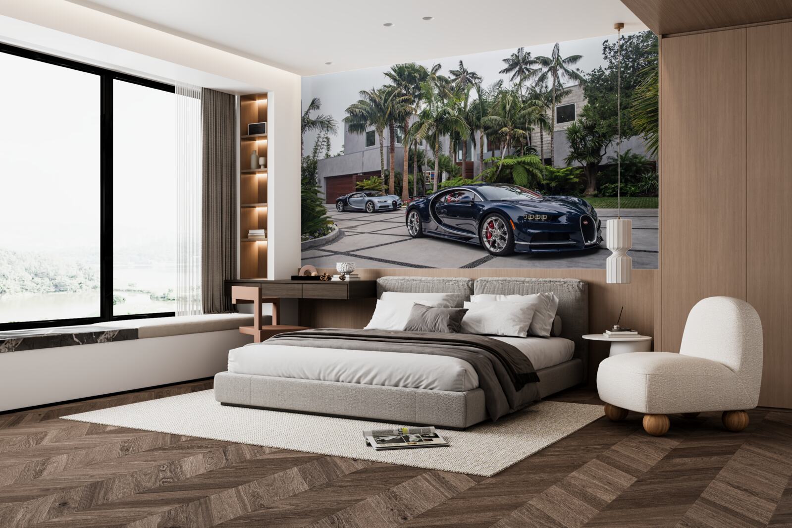 Fototapeta pred rezidenciou parkovali luxusné športové autá