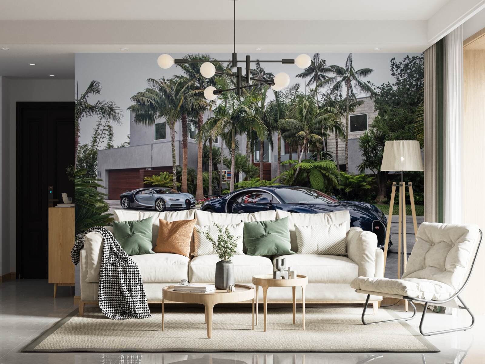 Fototapeta pred rezidenciou parkovali luxusné športové autá