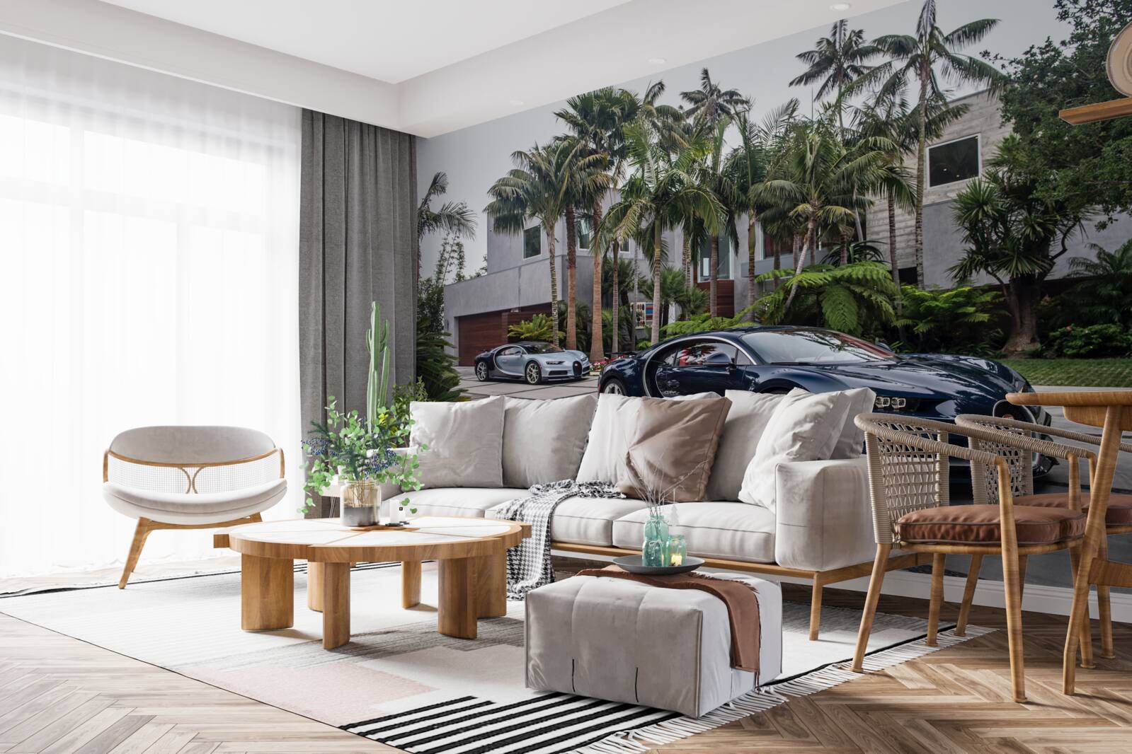 Fototapeta pred rezidenciou parkovali luxusné športové autá