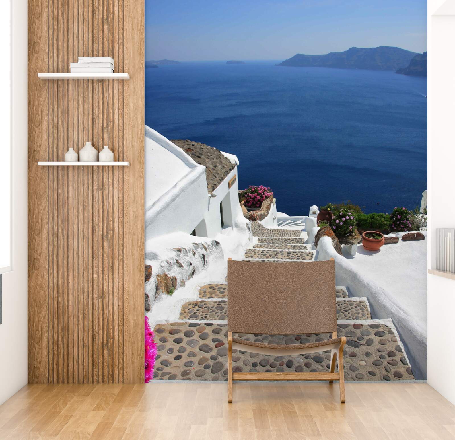 Fototapeta schody vedúce k moru a promenáde v Grécku