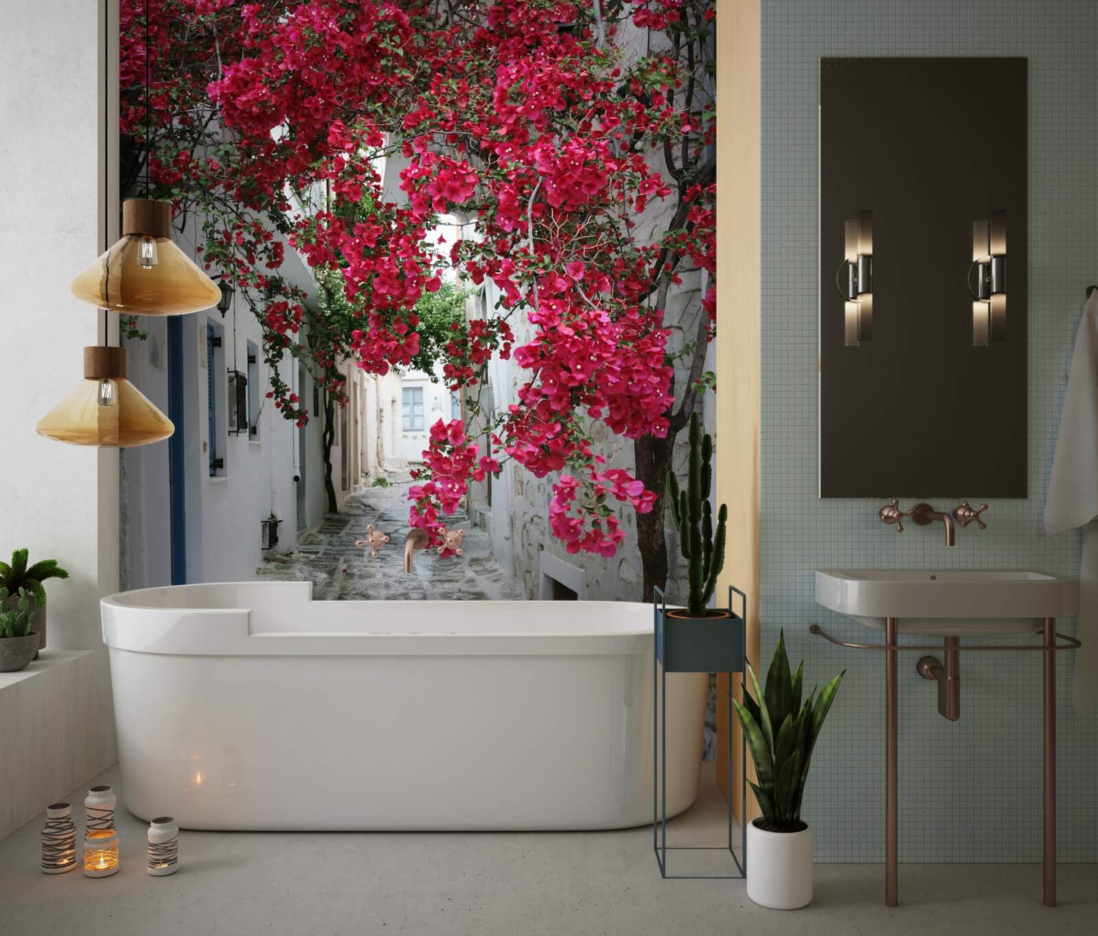 Fototapeta nad ulicami stenami visia bujné kríky