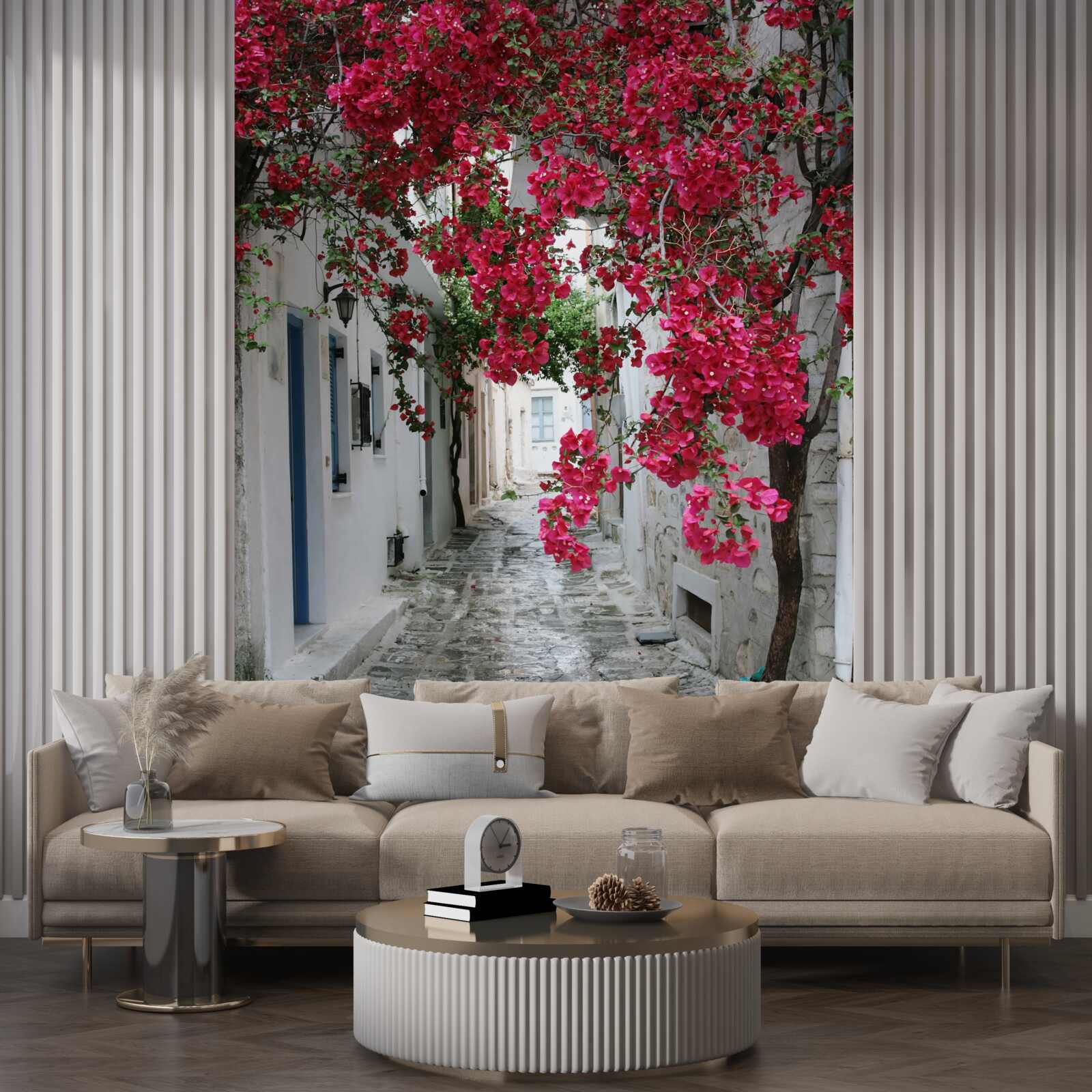 Fototapeta nad ulicami stenami visia bujné kríky