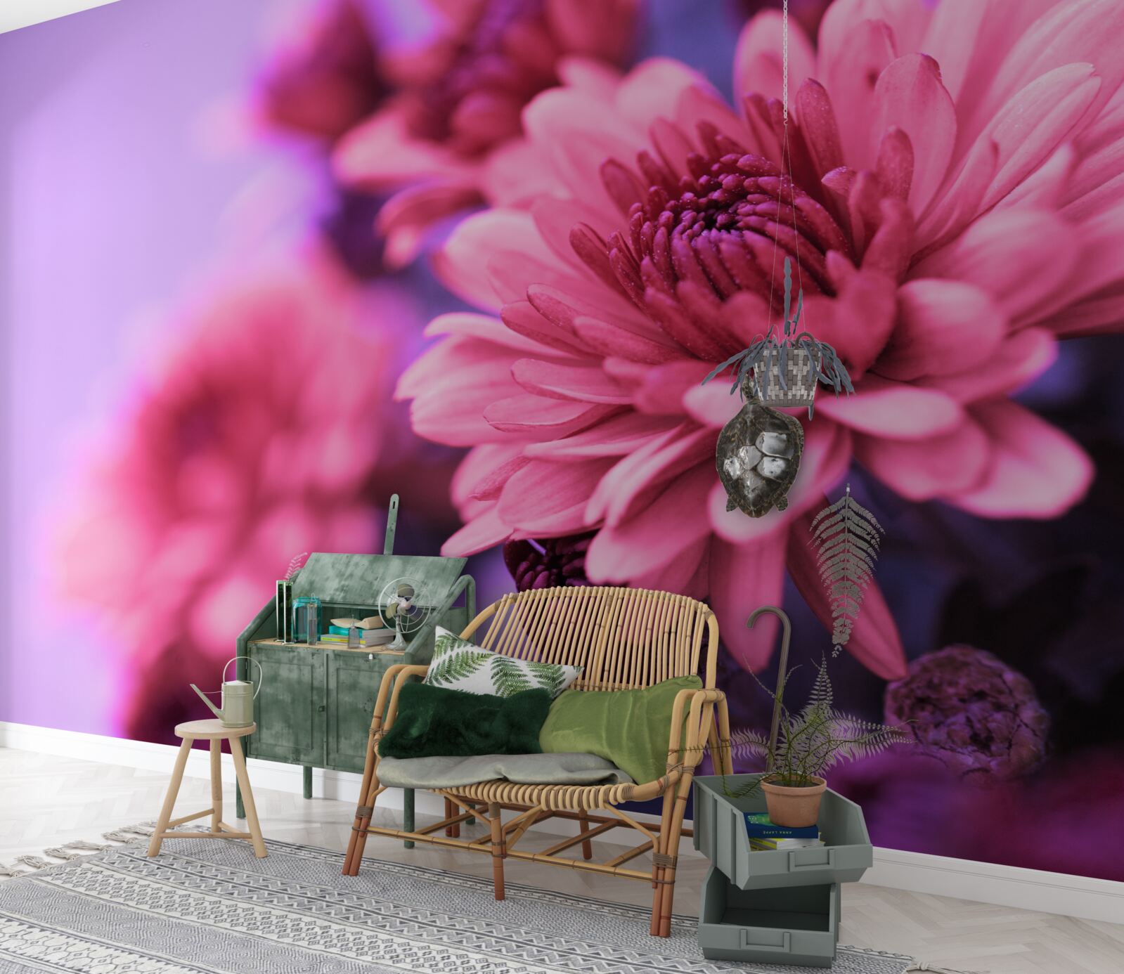 Fototapeta ružové astry kvitnú ráno