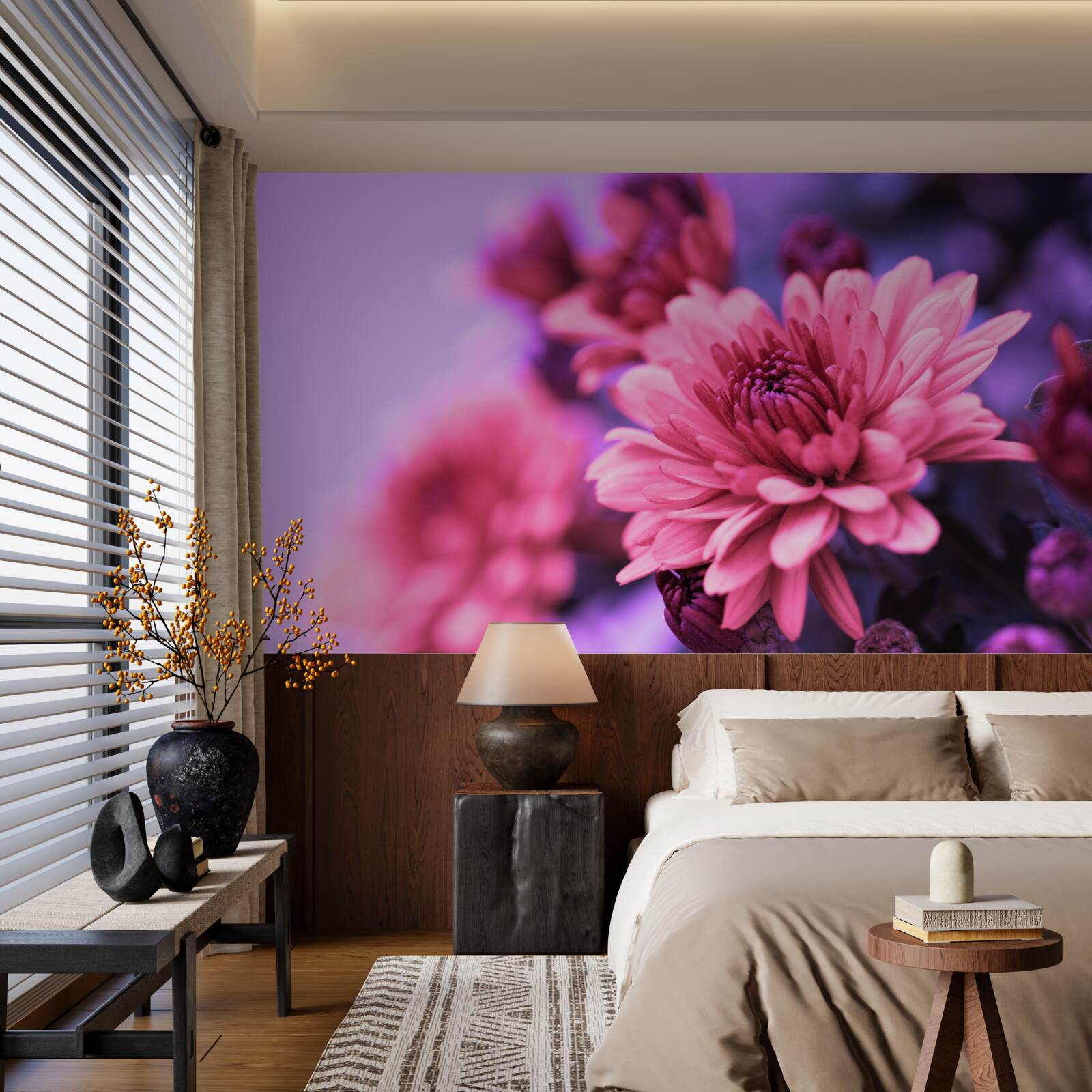 Fototapeta ružové astry kvitnú ráno