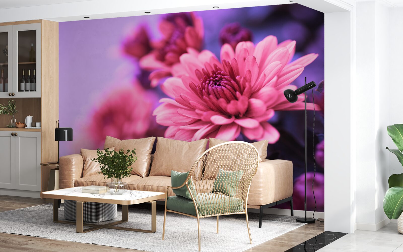 Fototapeta ružové astry kvitnú ráno