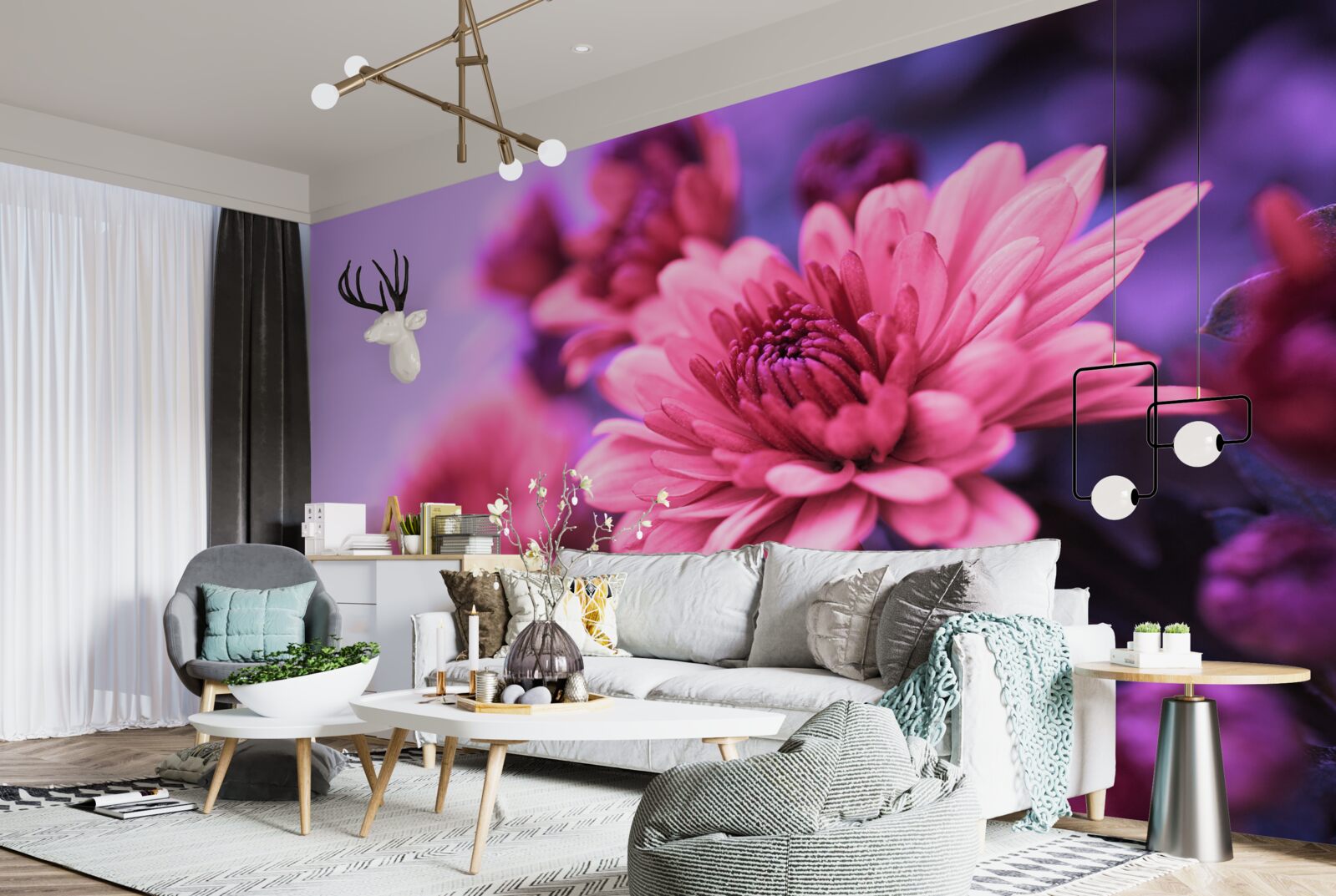 Fototapeta ružové astry kvitnú ráno