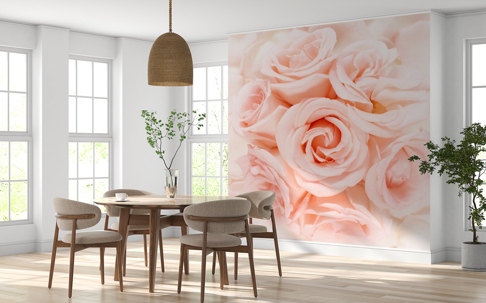 Fototapeta púčik broskyňovej ruže v jemnej kytici