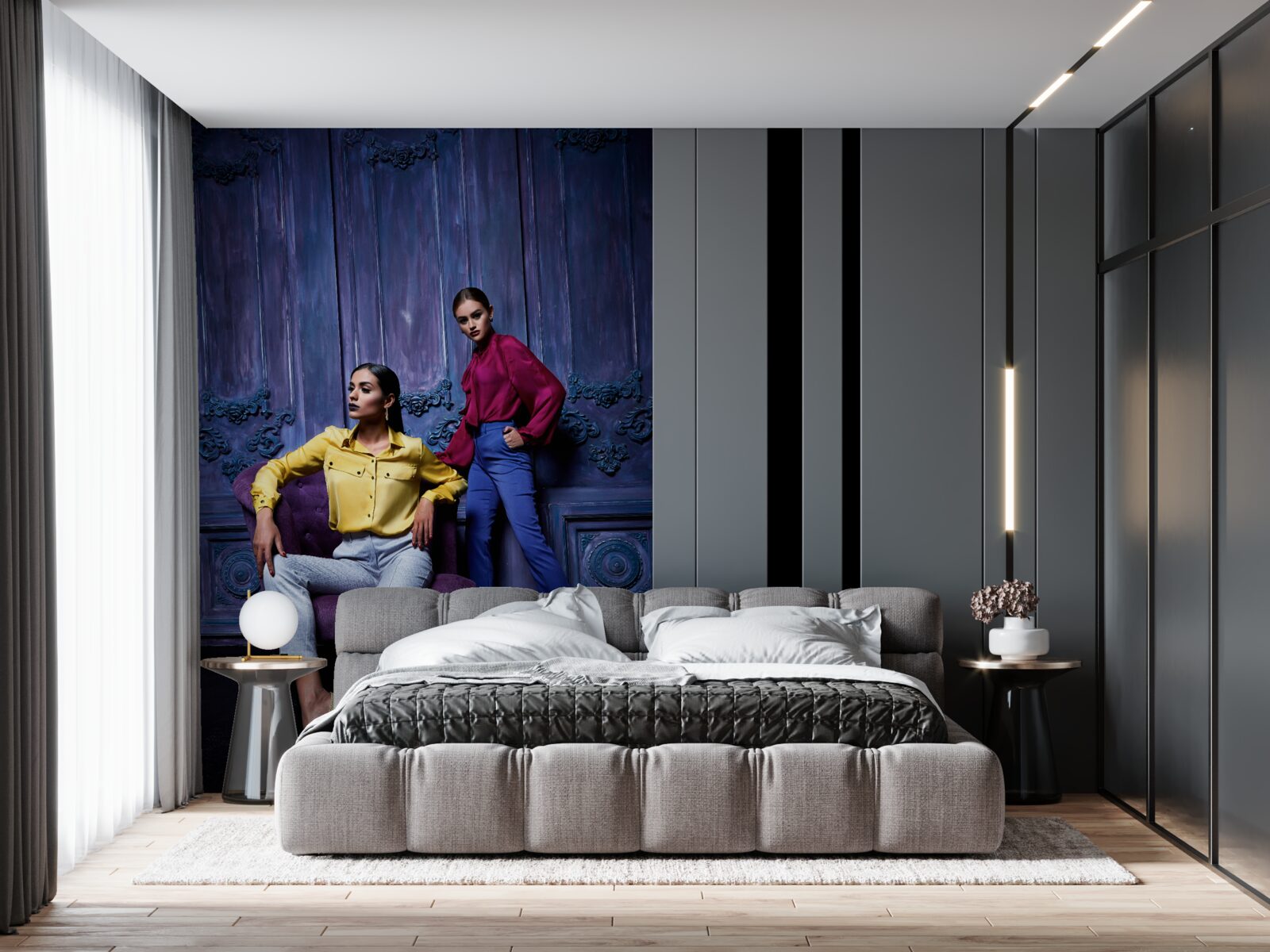 Fototapeta dievčatá v topánkach na vysokom opätku sa fotia pri starobylej stene