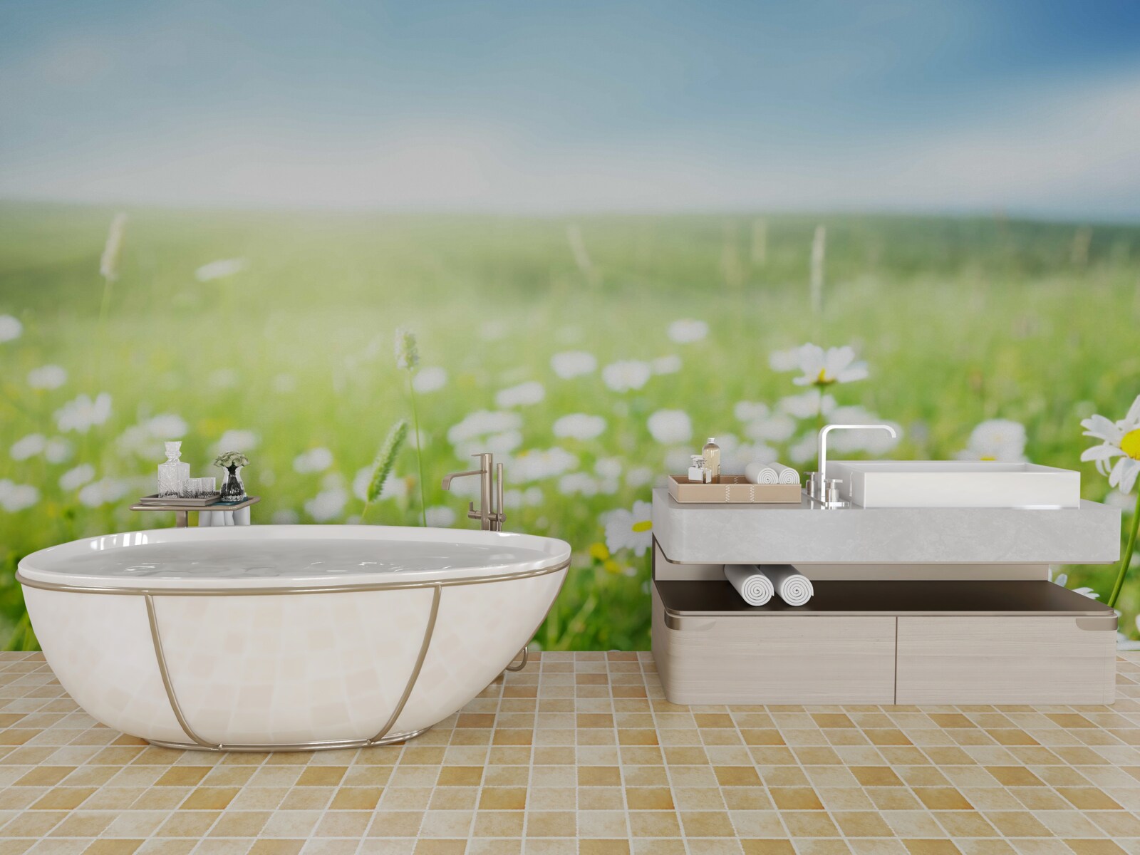 Fototapeta sedmokrásky bielky na soli