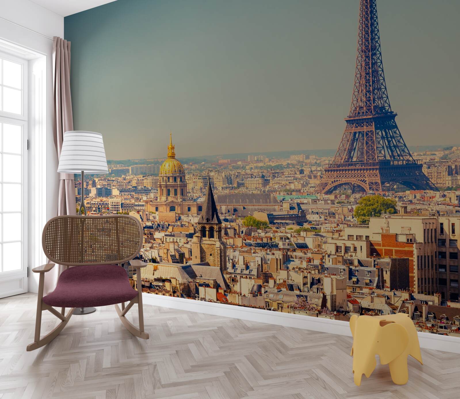 Fototapeta Eiffelova veža sa týči nad obrovským mestom