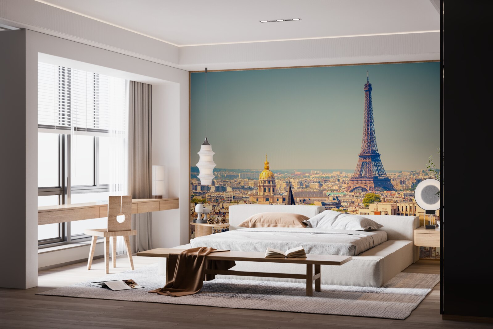 Fototapeta Eiffelova veža sa týči nad obrovským mestom