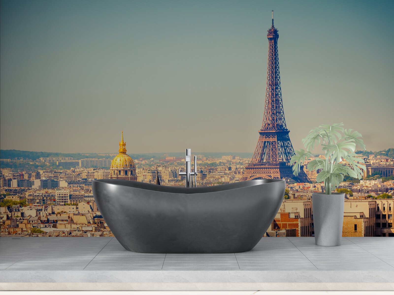 Fototapeta Eiffelova veža sa týči nad obrovským mestom