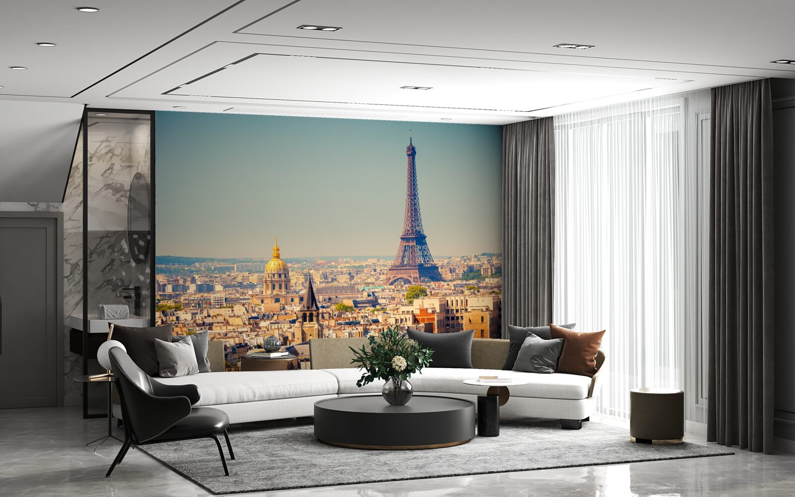 Fototapeta Eiffelova veža sa týči nad obrovským mestom