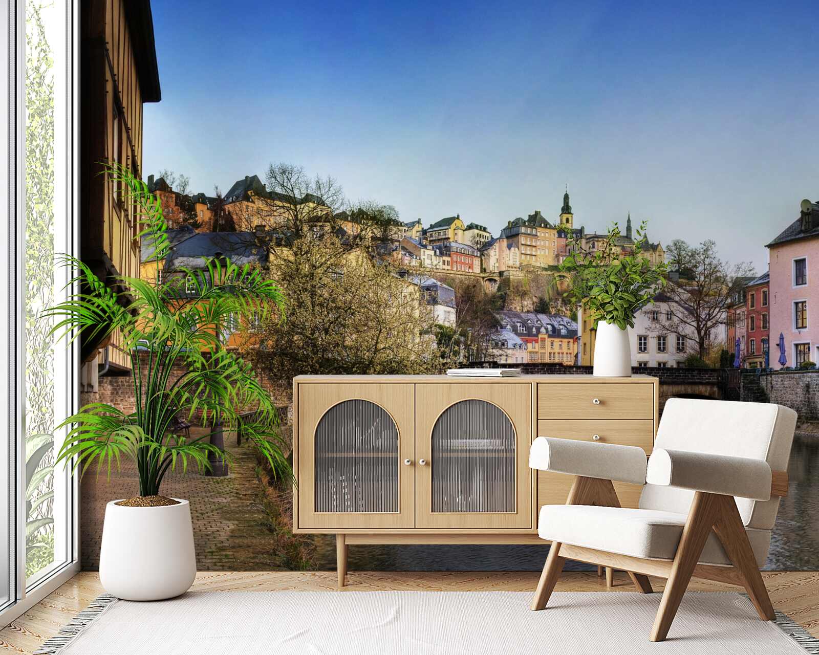 Fototapeta Cez rieku vedúci most do starého mesta