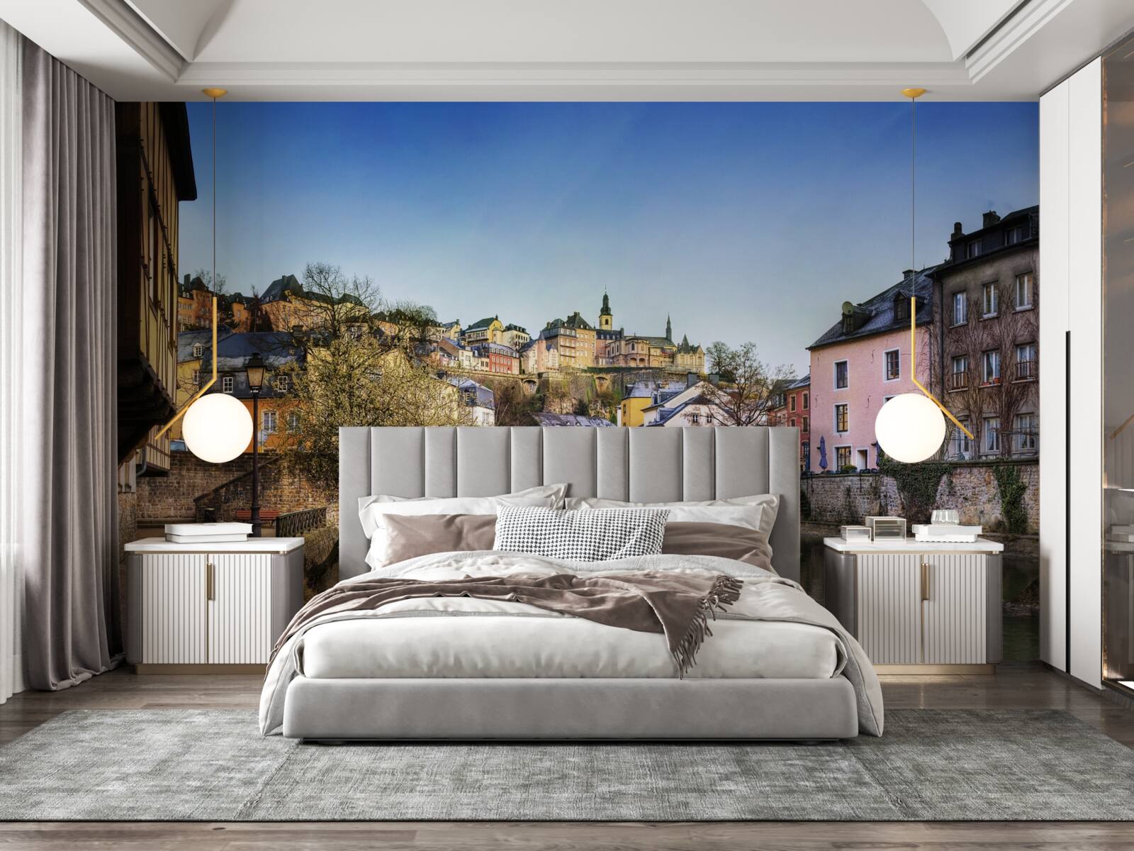 Fototapeta Cez rieku vedúci most do starého mesta