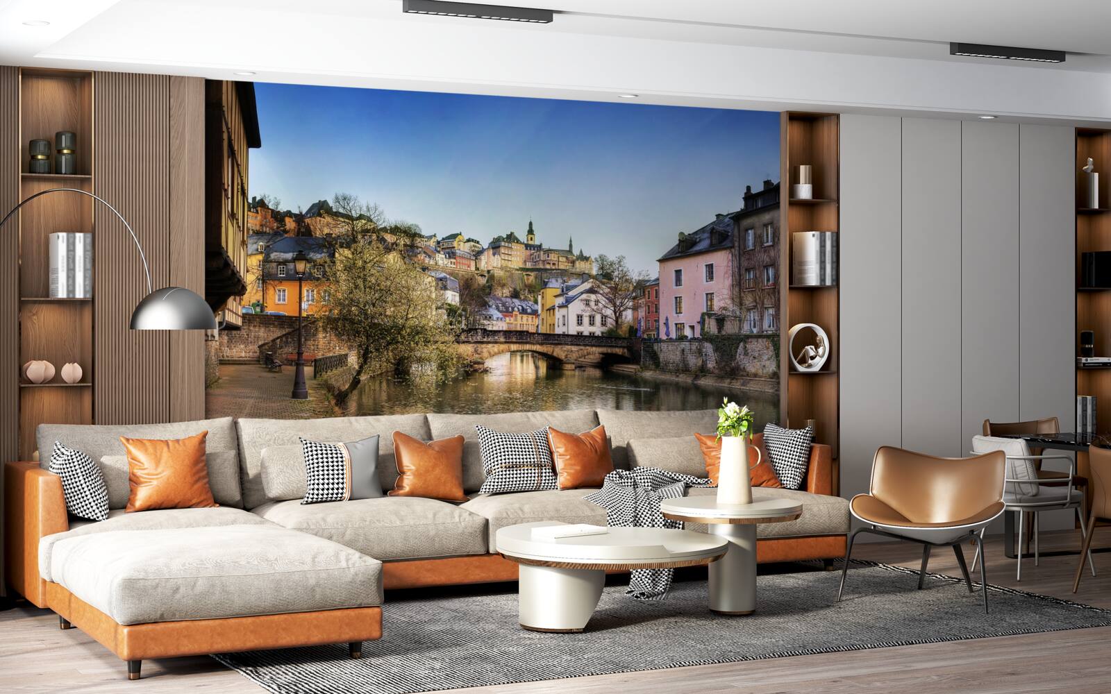 Fototapeta Cez rieku vedúci most do starého mesta