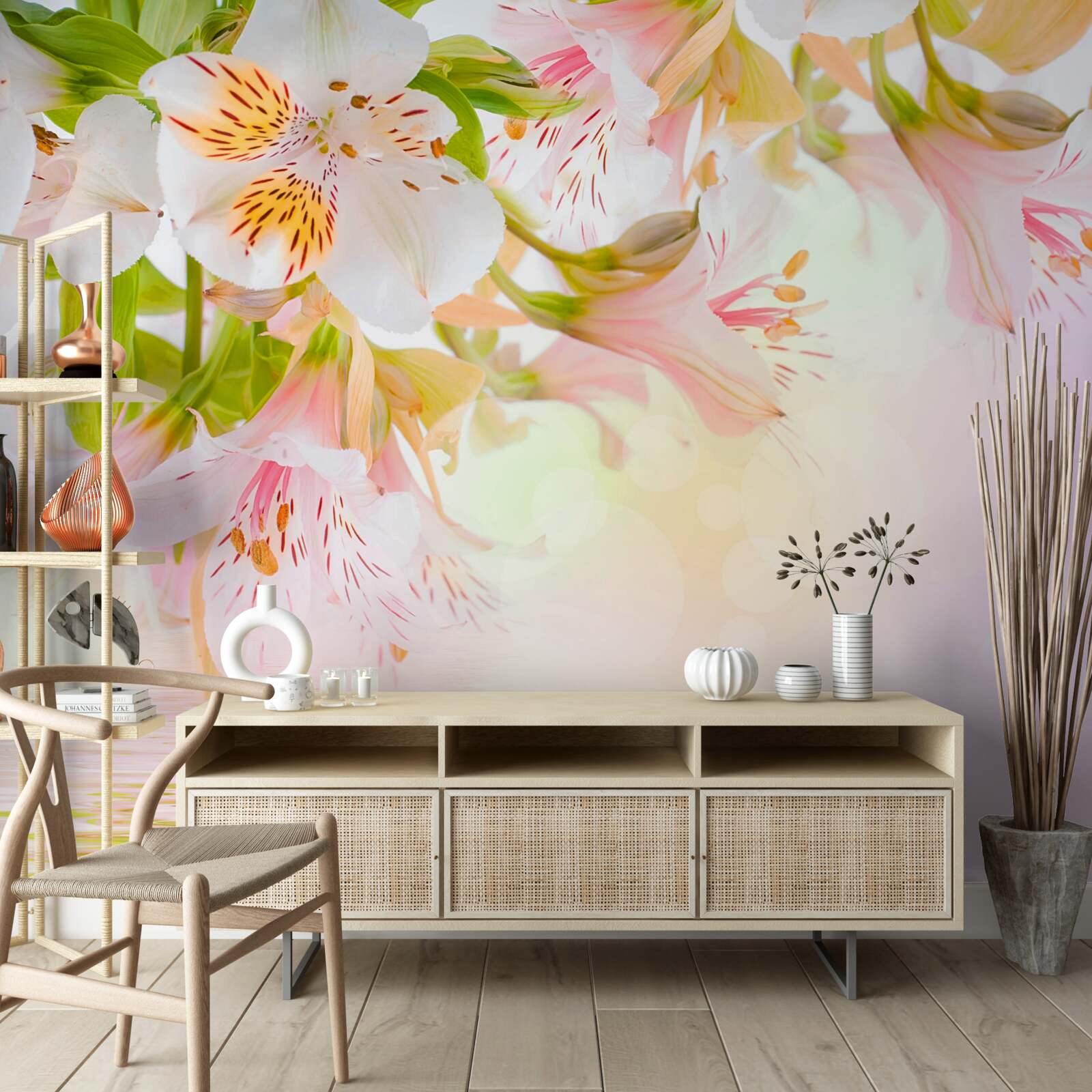 Fototapeta jemné kvety v rôznych farbách a tvaroch majú tendenciu sa rozmazávať