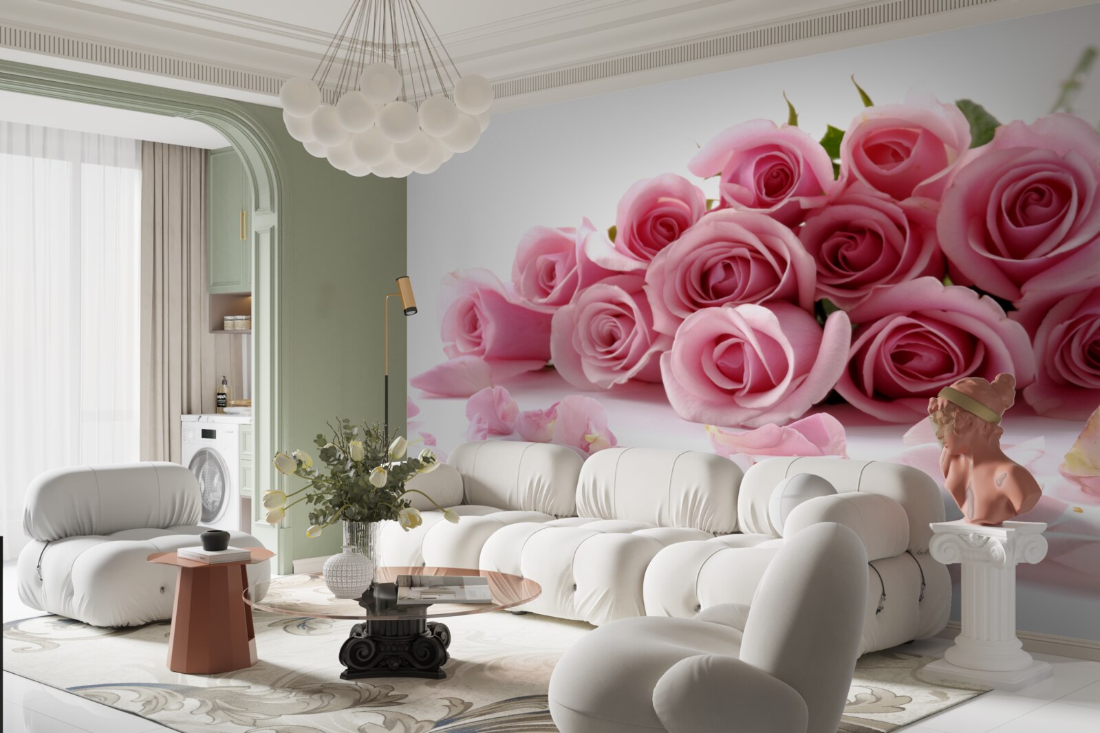 Fototapeta jemné ružové ruže s okvetnými lístkami v blízkosti vodnej hladiny