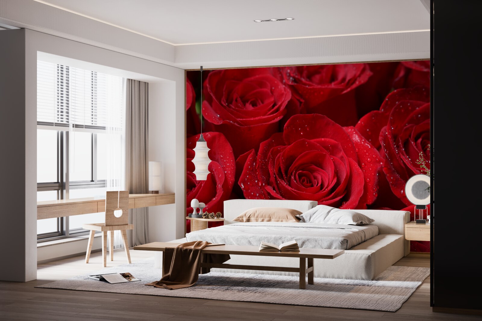 Fototapeta púčiky ruží bohatého šarlátového odtieňa