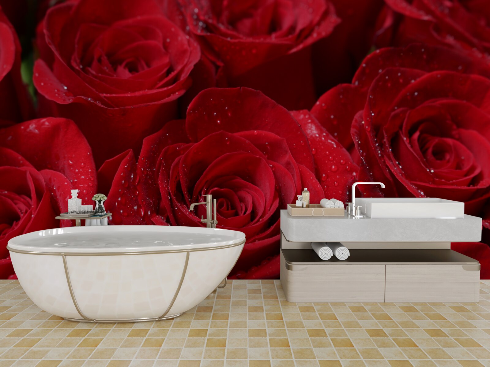 Fototapeta púčiky ruží bohatého šarlátového odtieňa