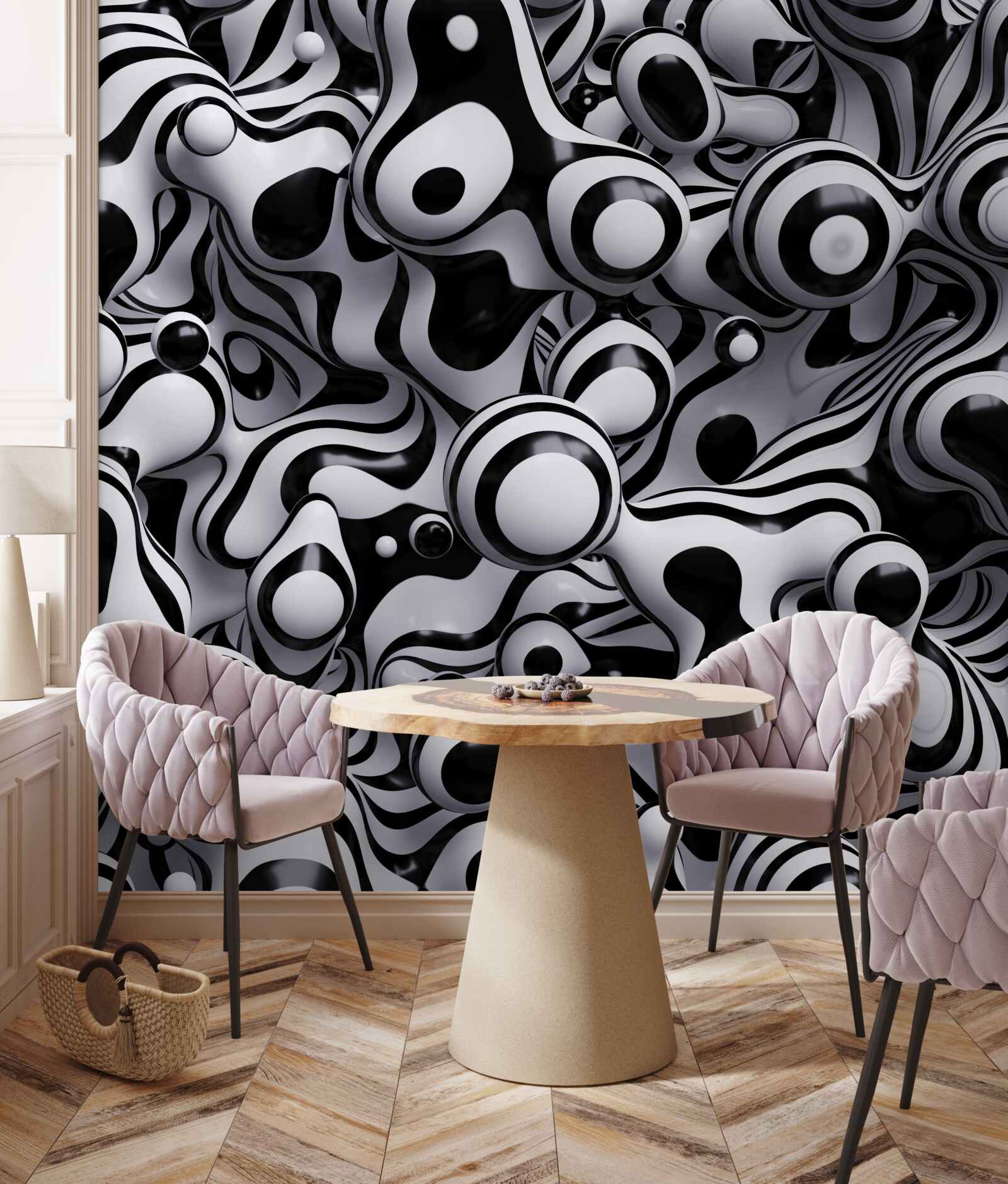 Fototapeta tmavé kvapky na vonkajšej strane bielej vody vytvárajú abstraktu