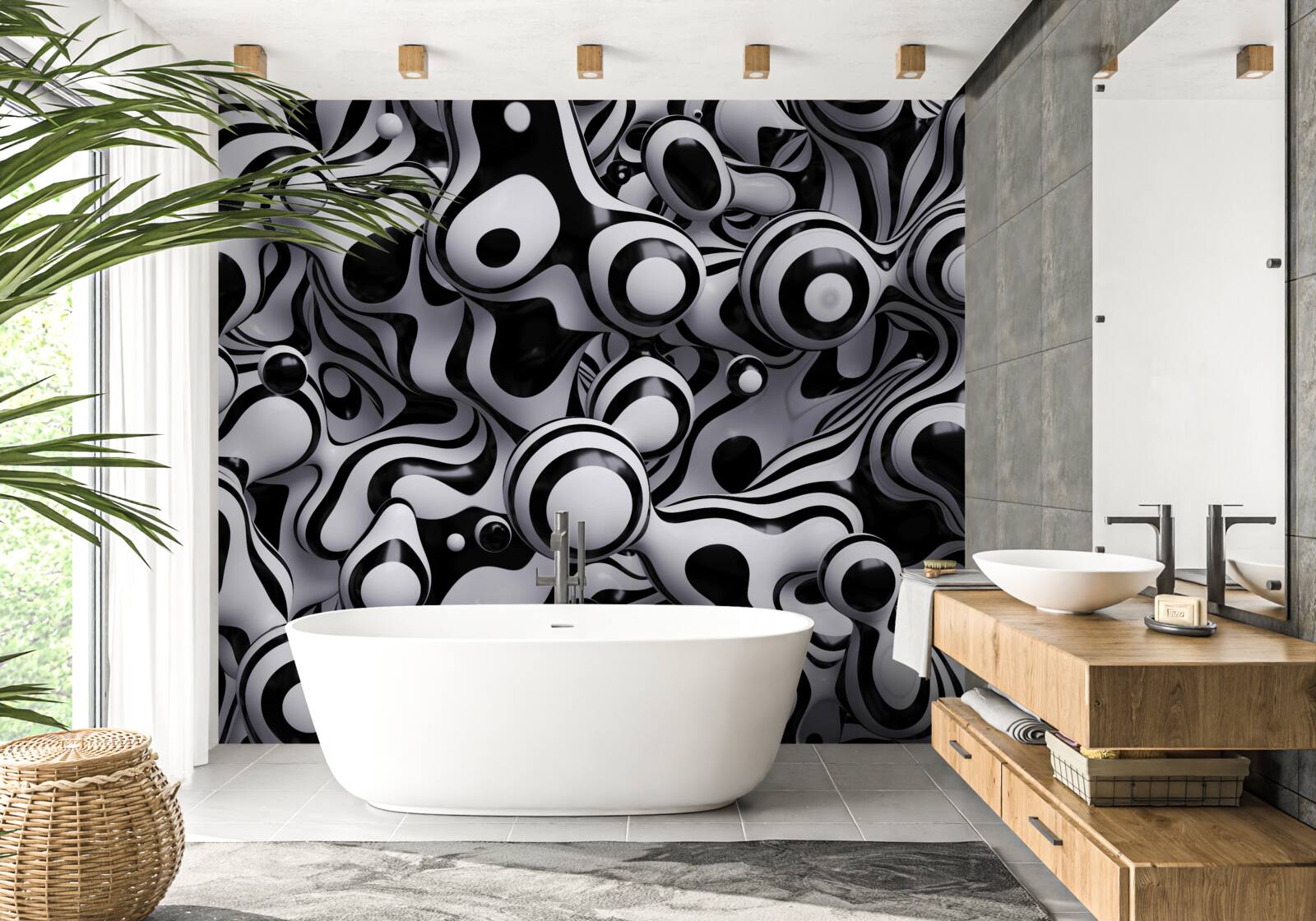 Fototapeta tmavé kvapky na vonkajšej strane bielej vody vytvárajú abstraktu