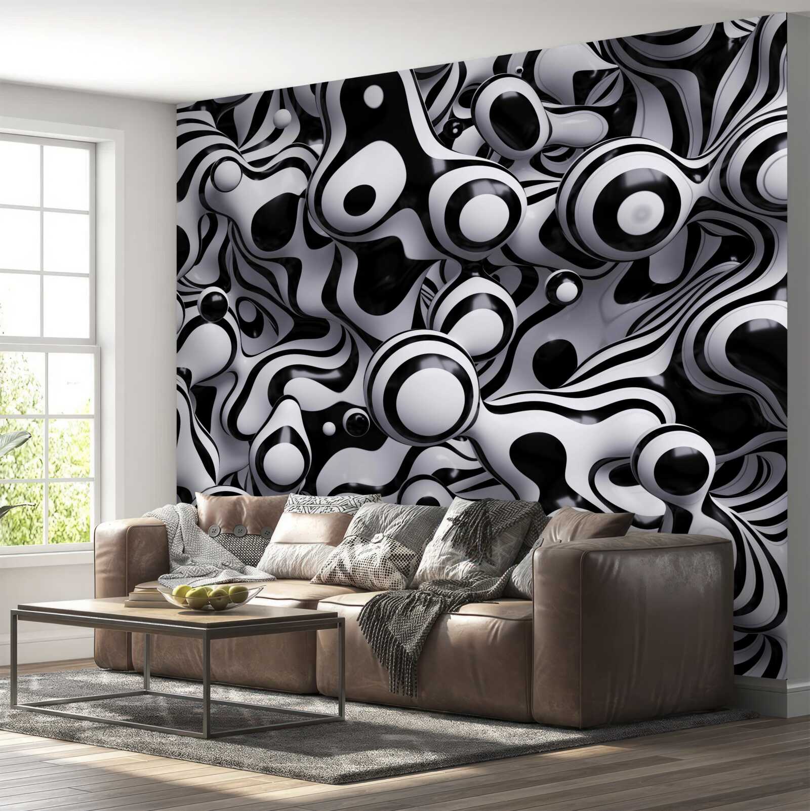 Fototapeta tmavé kvapky na vonkajšej strane bielej vody vytvárajú abstraktu