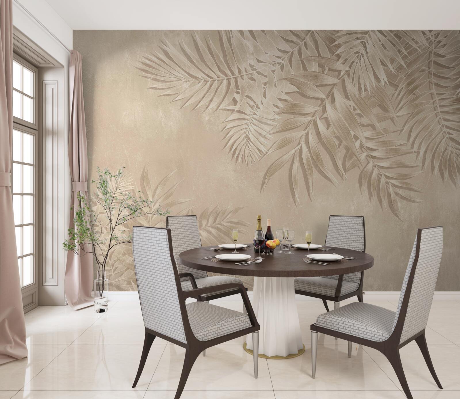 Fototapeta paprał a monstera písmená na svetlom poznaní