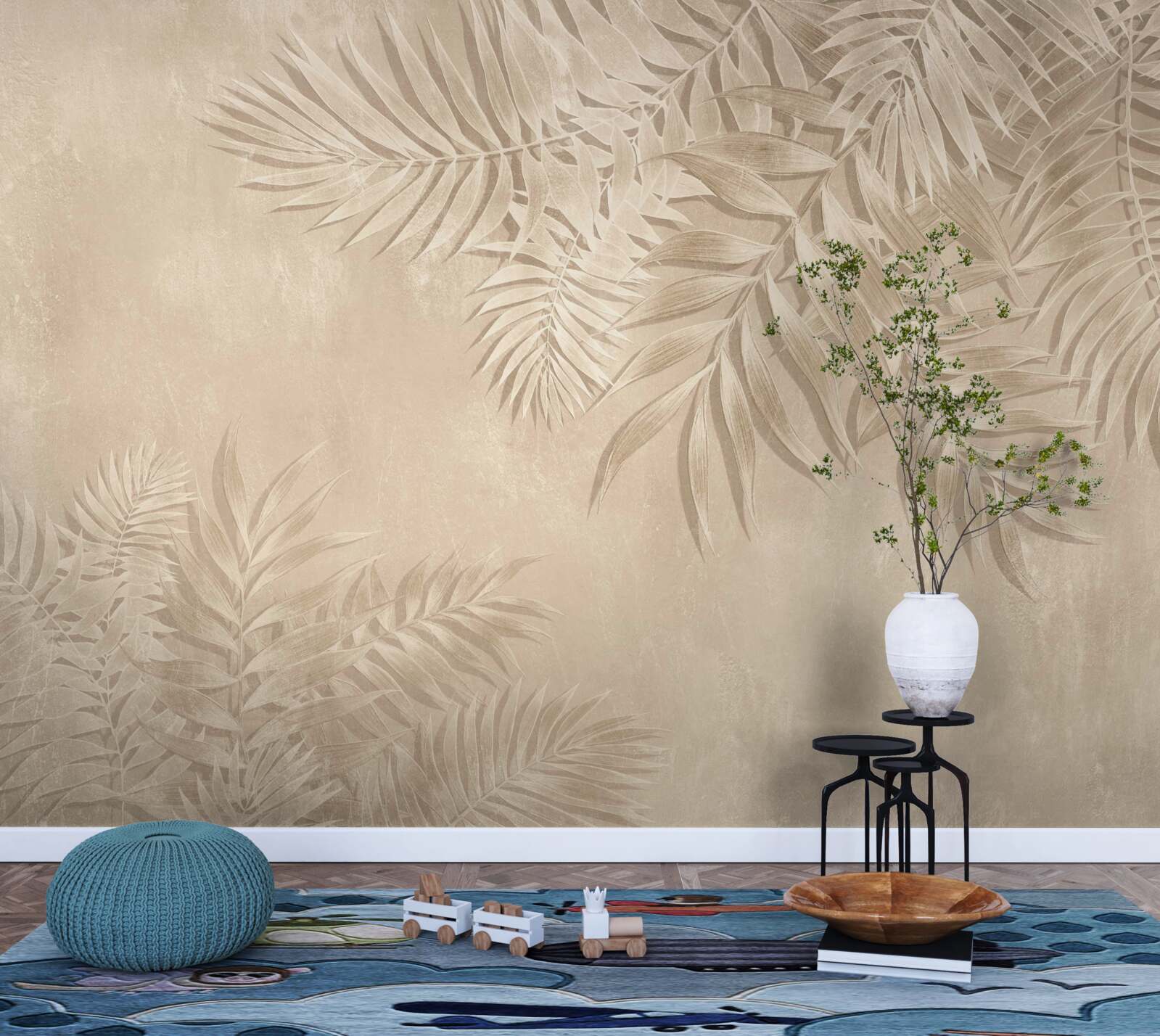 Fototapeta paprał a monstera písmená na svetlom poznaní