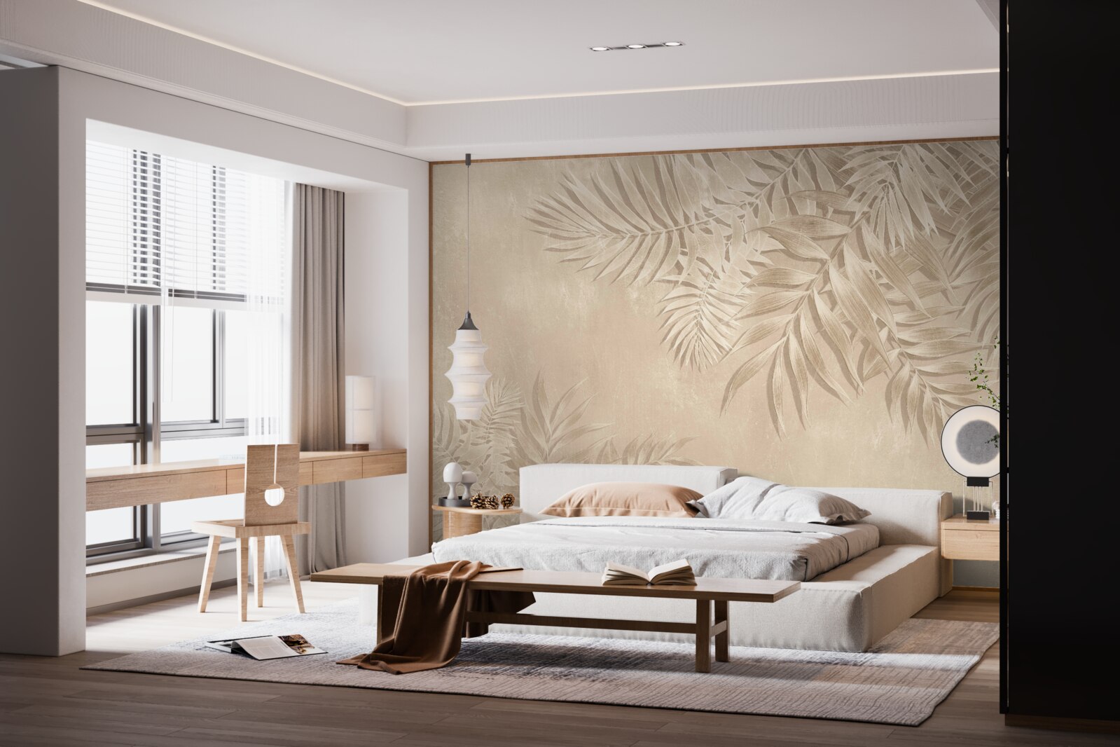 Fototapeta paprał a monstera písmená na svetlom poznaní