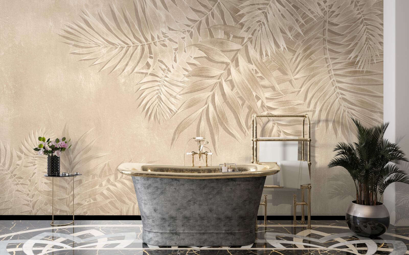 Fototapeta paprał a monstera písmená na svetlom poznaní